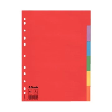 Elválasztólap ESSELTE A/4 karton színes 6lap/csg