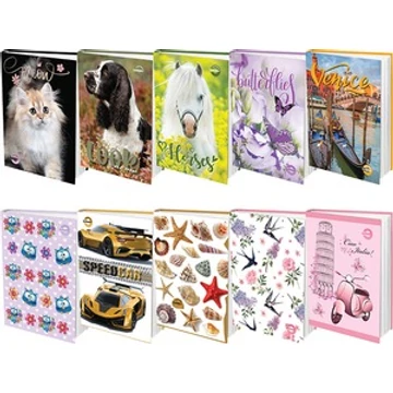 Napló T-Creativ A/6 sima 48 lapos, keménytáblás, 10 vegyes minta