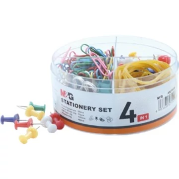 Irodaszer szett M&G 4 db-os gémkapocs+térképtű+iratcsipesz+gumigyűrű