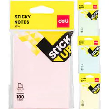 Öntapadó jegyzettömb, 76x101 mm, 100 lap, DELI &quot;Stick UP&quot;, pasztell szín