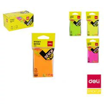 Öntapadó jegyzettömb, 76x76 mm, 100 lap, DELI &quot;Stick UP&quot;, neon szín