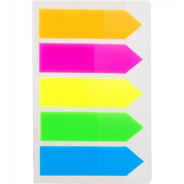 Jelölőcímke, nyíl forma, műanyag, 5x20 lap, 43x12 mm, DELI &quot;Stick UP&quot;, neon szín