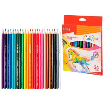 Színesceruza készlet, háromszögletű, DELI "ColoRun", 24 különböző szín