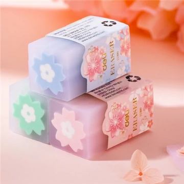 Radír, papírtokkal, DELI "Cherry Blossom", vegyes szín