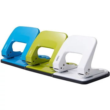 Lyukasztó, kétlyukú, 35 lap, fém, DELI "rio", vegyes szín