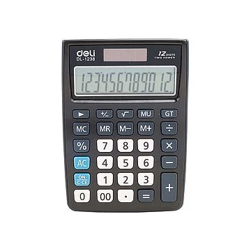 Számológép, asztali, 12 számjegy, DELI "rio", fekete