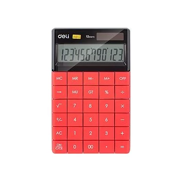 Számológép, asztali, 12 számjegy, DELI "TOUCH", piros