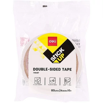 Ragasztószalag, kétoldalas, 24 mm x 9 m, DELI &quot;Stick UP&quot;, áttetsző