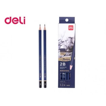 Grafitceruza, 2B, hatszögletű, 12 darabos, DELI "ARTE Nuevo"