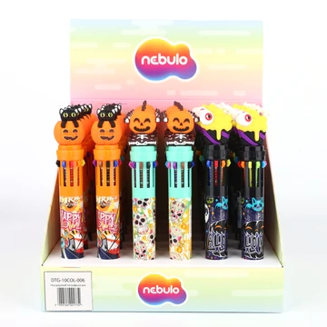 Zselés toll, radírozható, nyomógombos, színes kínálóban, jelmezes macskák, Nebulo