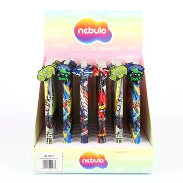 Zselés toll, nyomógombos, radírozható, színes kínálóban, Járművek, Nebulo