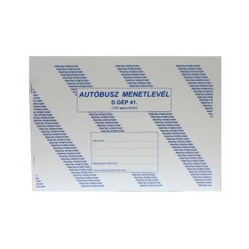 Menetlevél autóbusz PR. A/4  D.GÉPJ.41