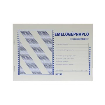 Emelőgép napló A/5  K0748 PR.