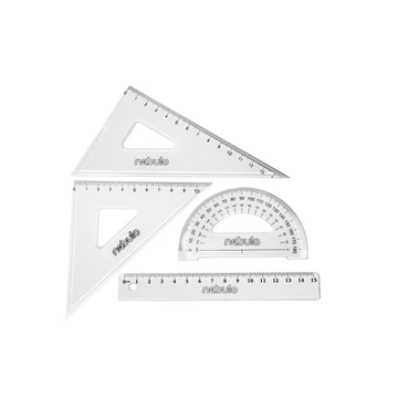 Vonalzó készlet, transzparens, 4 db-os, kicsi, 15 cm-es vonalzóval, Nebulo