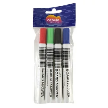Tábla marker, kúpos hegy, 4 db-os készlet, kék-fekete-piros-zöld, Nebulo