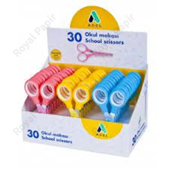 Olló ADEL (14cm) iskolai gumi fogó kerek végű