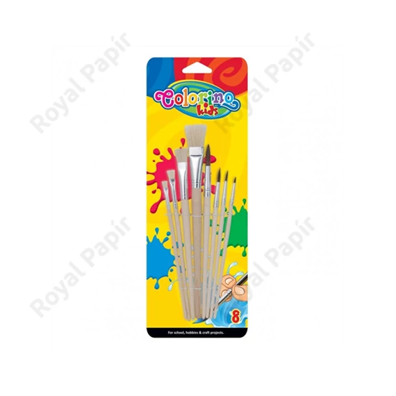 Ecsetkészlet Colorino - 8db-os natúr fa