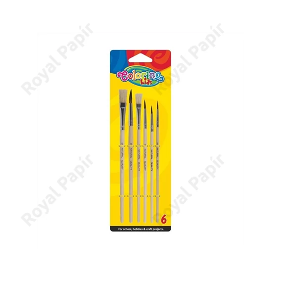 Ecsetkészlet Colorino - 6db-os natúr fa