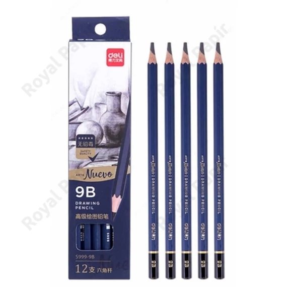 Grafitceruza, 9B, hatszögletű, 12 darabos, DELI 