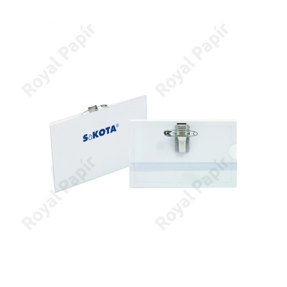 Sakota névkitűző csipesszel, biztosítótűvel