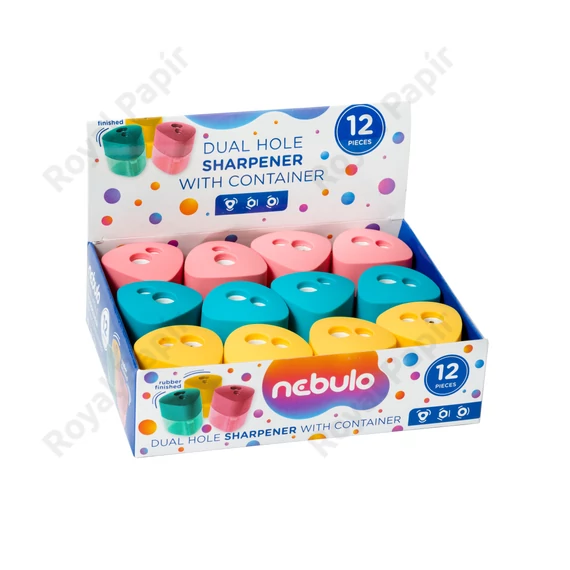 Hegyező, kétlyukú tartályos, nagy, vegyes színek, Nebulo