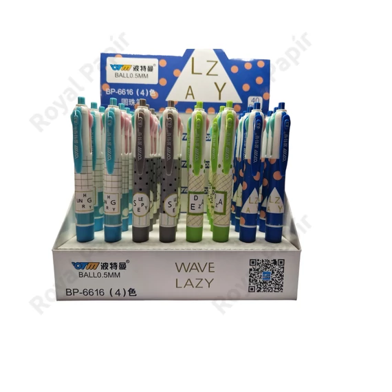Golyóstoll négyszínű Lazy - 6616 - 40 db/cs