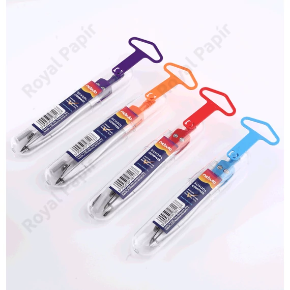 Körzőkészlet, fém, 2 extra heggyel, vegyes színek, Nebulo