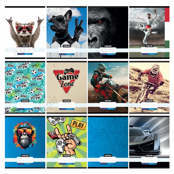 Füzet, A4, tűzött, négyzetrácsos, 87-32, Xtreme minták, Nebulo