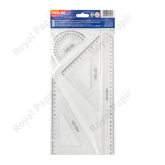 Vonalzó készlet, transzparens, 4 db-os, nagy, 30 cm-es vonalzóval, Nebulo