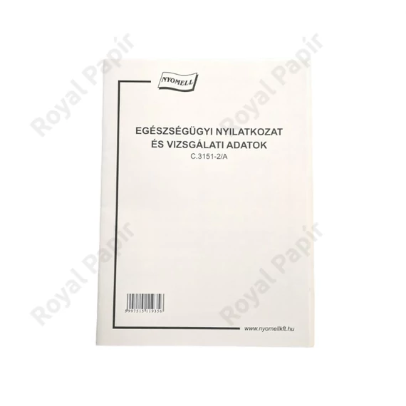 Egészségügyi könyv új C.3151-2/A